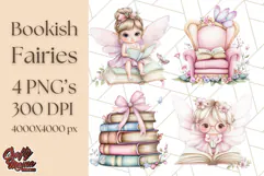 Bookish Fairy PNG Clipart, Whimsical Reading Elements Png Product Image 1