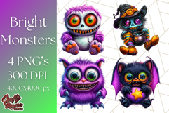 Spooky Cute Monster PNG Clipart, Adorable Halloween Monsters Product Image 1