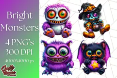 Spooky Cute Monster PNG Clipart, Adorable Halloween Monsters Product Image 1