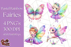 Pastel Fairy Clip Art PNG With Glitter, Rainbow Fairy Png Product Image 1