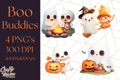 Cute Halloween Ghost Clipart PNG, Ghost and Friends Holiday Product Image 1