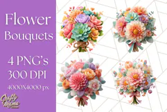 Pastel Flower Bouquet PNG Clipart, Elegant Floral Art Product Image 1