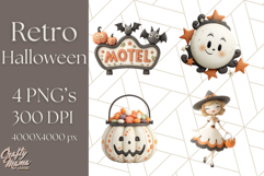 Retro Halloween Clipart Vintage PNG Graphics, 50s Holiday Product Image 1