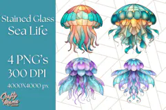 Stained Glass Sea Creatures PNG Clipart, Ocean Fantasy Product Image 1