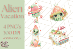 Alien Vacation Clipart PNG, Cute Summer Galaxy Art Clip Art Product Image 1