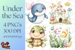 Under the Sea Nursery Clipart, Ocean Animals PNG Product Image 1