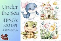 Under the Sea Nursery Clipart, Ocean Animals PNG Product Image 1