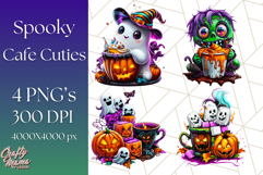 Spooky Café Cuties Halloween PNG Clipart, Holiday Elements Product Image 1