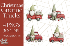 Vintage Truck Christmas Gnomes Clipart PNG, Cute Gnome Png Product Image 1