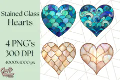 Stained Glass Heart PNG Clipart in Pastel and Bright Colors Product Image 1
