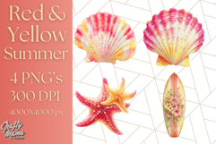 Strawberry Red Lemon Yellow Summer Clipart PNG, Summer Icons Product Image 1