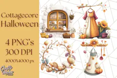 Cottagecore Halloween Clipart Cozy PNG, Autumn Fall Png Product Image 1