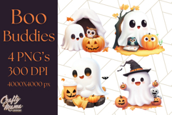 Cute Halloween Ghost Clipart PNG, Ghost and Friends Holiday Product Image 1