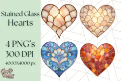 Stained Glass Heart PNG Clipart in Pastel and Bright Colors Product Image 1