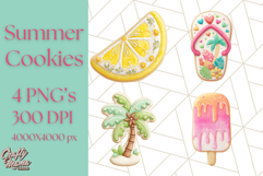 Summer Iced Cookie Clipart PNG, Cute Tropical Cookies Product Image 1