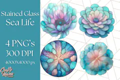 Stained Glass Sea Creatures PNG Clipart, Ocean Fantasy Product Image 1