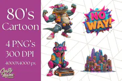 Forgotten 80s Cartoon Clipart PNG, Retro Animal Heroes Product Image 1