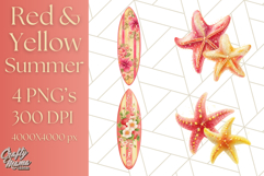 Strawberry Red Lemon Yellow Summer Clipart PNG, Summer Icons Product Image 1