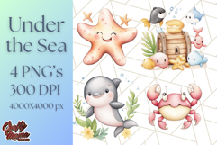 Under the Sea Nursery Clipart, Ocean Animals PNG Product Image 1