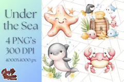 Under the Sea Nursery Clipart, Ocean Animals PNG Product Image 1