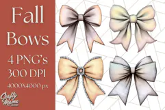 Fall Bow Clipart, Autumn Hair Bows PNG, Fall Ribbon Png Product Image 1