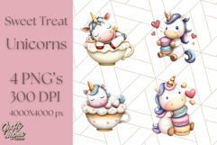Cute Dessert Unicorn PNG Clipart with Cupcakes &amp; Candies Product Image 1