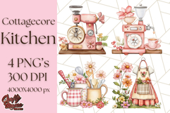 Cottagecore Kitchen Clipart, Vintage Country Floral Kitchen Product Image 1