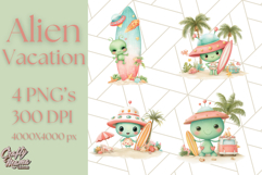 Alien Vacation Clipart PNG, Cute Summer Galaxy Art Clip Art Product Image 1