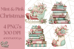 Pastel Christmas Clipart, Mint and Blush Holiday PNG Product Image 1