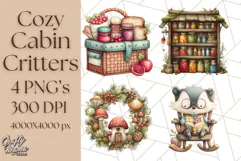Cozy Cabin Critters Clipart PNG, Fall Animal Png Product Image 1