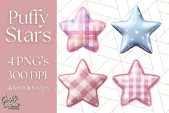 Cute Puffy Star Clipart PNG, 3D Glossy Pastel Stars Clip Art Product Image 1