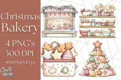 Christmas Sweet Shoppe Clipart PNG, Pastel Bakery Art Product Image 1