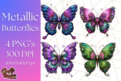 Metallic Butterfly Clipart PNG Clipart, Vibrant Butterfly Product Image 1