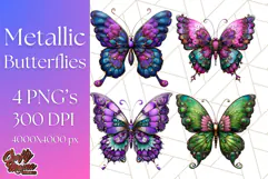 Metallic Butterfly Clipart PNG Clipart, Vibrant Butterfly Product Image 1