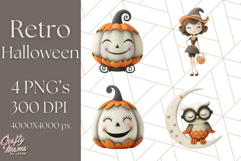 Retro Halloween Clipart Vintage PNG Graphics, 50s Holiday Product Image 1