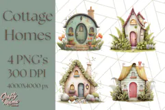 Whimsical Cottagecore Cottage PNG Clipart, Fairy House Png Product Image 1