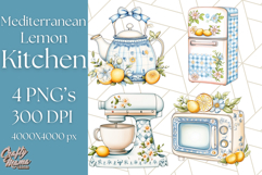 Mediterranean Cottagecore Kitchen PNG Clipart with Lemons Product Image 1