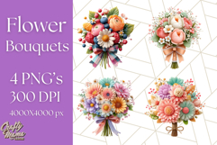 Pastel Flower Bouquet PNG Clipart, Elegant Floral Art Product Image 1