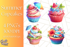 Bright Summer Cupcake PNG Clipart, Colorful Cupcakes Product Image 1