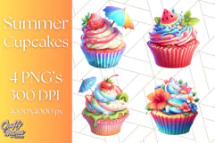 Bright Summer Cupcake PNG Clipart, Colorful Cupcakes Product Image 1