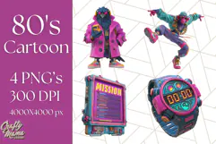 Forgotten 80s Cartoon Clipart PNG, Retro Animal Heroes Product Image 1