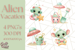Alien Vacation Clipart PNG, Cute Summer Galaxy Art Clip Art Product Image 1