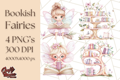 Bookish Fairy PNG Clipart, Whimsical Reading Elements Png Product Image 1