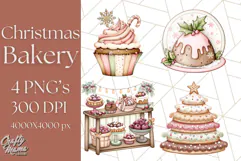 Christmas Sweet Shoppe Clipart PNG, Pastel Bakery Art Product Image 1