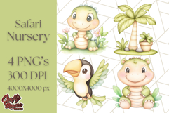 Pastel Safari Jungle Baby Animals PNG Clipart, Nursery Product Image 1