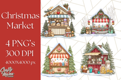 Cozy Christmas Market Stall Clipart PNG, Holiday Art Png Product Image 1