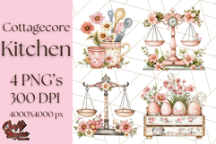 Cottagecore Kitchen Clipart, Vintage Country Floral Kitchen Product Image 1