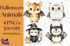 Halloween Animal Costumes PNG, Cute Spooky Animals Clipart Product Image 1