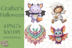 Kawaii Halloween Clipart Cute Kids and Candy Elements Png Product Image 1