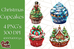Christmas Cupcake PNG Clipart, Cute Food PNG, Holiday Treat Product Image 1
